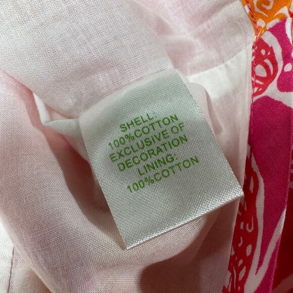 Lilly Pulitzer Jubilee Catherine Bell Lace Trim Tropical Print Size 2 EUC Pink - Picture 4 of 8